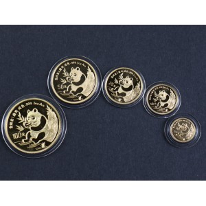 【919130】1991年熊猫普制金币五枚一套