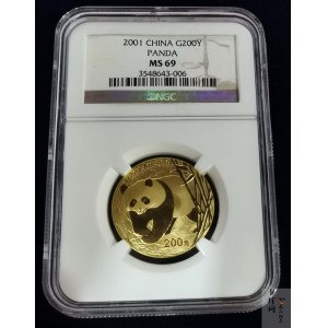 【010102】2001版熊猫金银纪念币1/2盎司普制金币