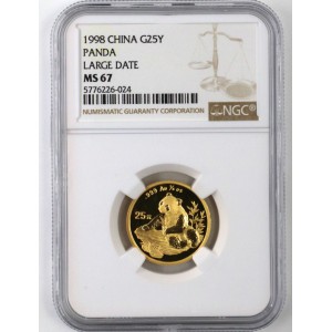 【980103】1998版熊猫金银纪念币1/4盎司普制金币