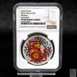 【151404】2016年丙申猴年生肖1盎司彩色精制银币