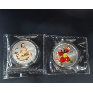 【029070】2002年中国民间神话故事二组1盎司彩银币两枚一套