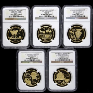 【929170】1992年中国古代科技发明第一组1盎司金币5枚一套