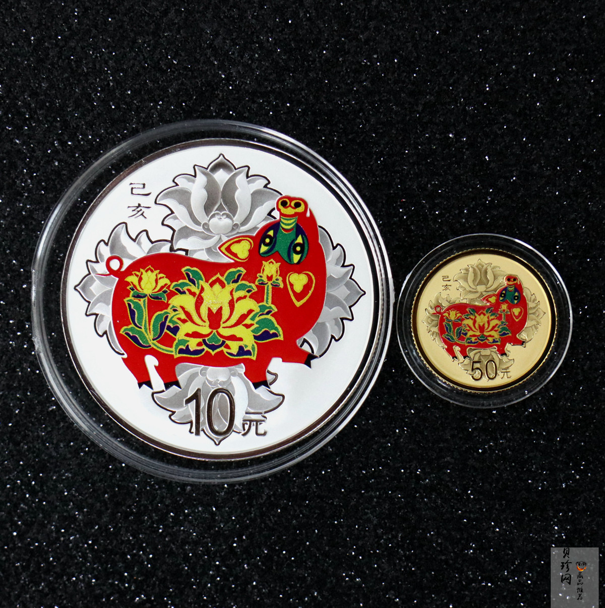 【199050】2019中国己亥（猪）年生肖精制彩金银币2枚一套