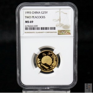 【939320】1993年中国古代名画系列（孔雀开屏）1/4盎司普制金币