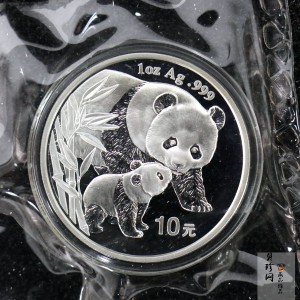 【040109】2004版熊猫银纪念币-母子熊猫1盎司普制银币
