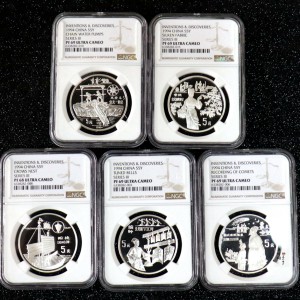 【949040】1994年中国古代科技发明发现（第3组）22克精制银币五枚一套