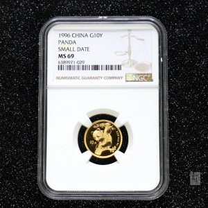 【963333】1996版熊猫金纪念币1/10盎司普制金币