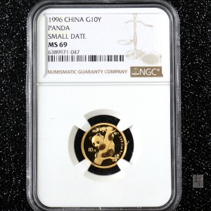 【963333】1996版熊猫金纪念币1/10盎司普制金币