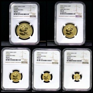 【009050】2000年熊猫普制金币五枚一套
